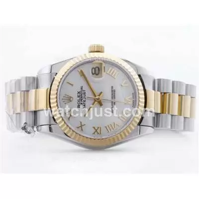 Rolex Datejust 2836 Two Tone Mop Dial With Roman Making Mid Size