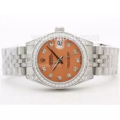 Rolex Datejust Automatic Movement Champagne Dial With Diamond Marking & Bezel Mid Size