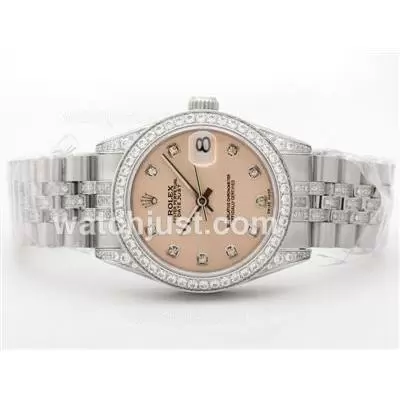 Rolex Datejust Automatic Movement Champagne Dial With Diamond Marking & Bezel Mid Size