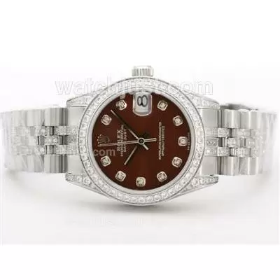 Rolex Datejust Automatic Movement Brown Dial With Diamond Marking & Bezel Mid Size