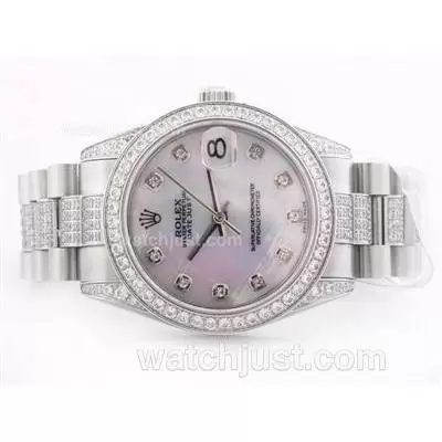 Rolex Datejust Automatic Movement Mop Dial With Diamond Marking & Bezel Mid Size