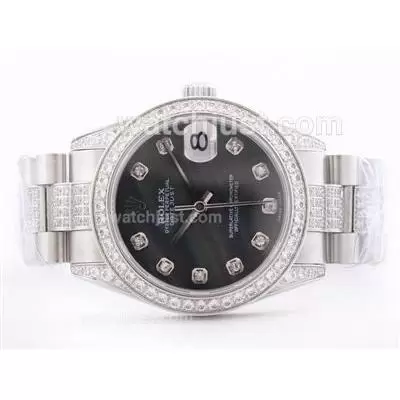 Rolex Datejust Automatic Movement Black Mop Dial With Diamond Marking & Bezel Mid Size