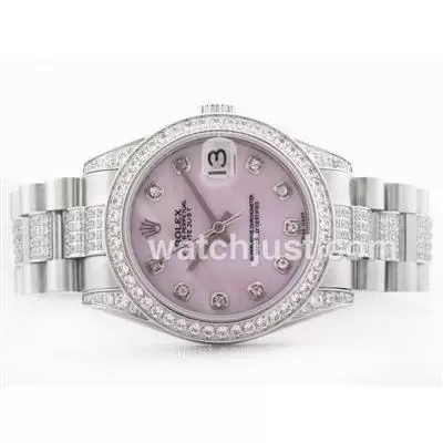 Rolex Datejust Automatic Movement Pink Mop Dial With Diamond Marking & Bezel Mid Size