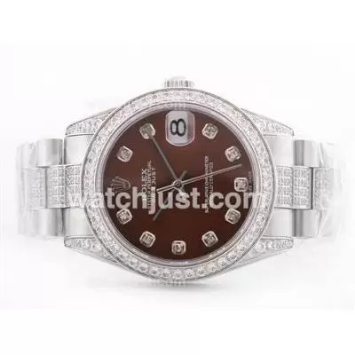 Rolex Datejust Automatic Movement Brown Dial With Diamond Marking & Bezel Mid Size