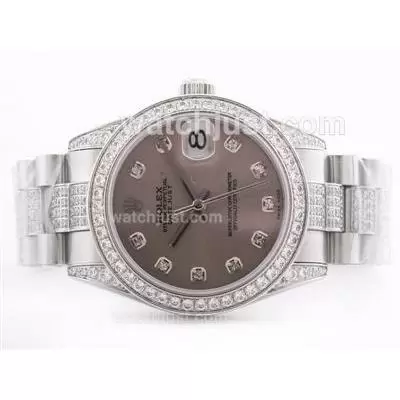 Rolex Datejust Automatic Movement Gray Dial With Diamond Marking & Bezel Mid Size