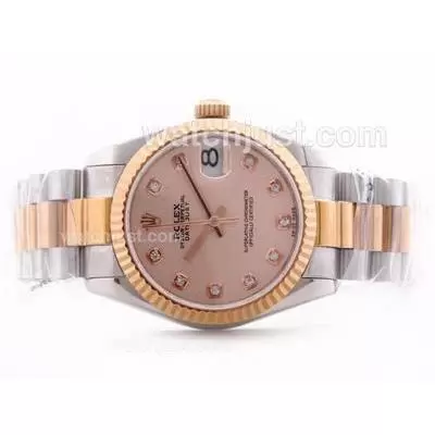 Rolex Datejust Automatic Movement Two Tone Champagne Dial With Diamond Marking Mid Size