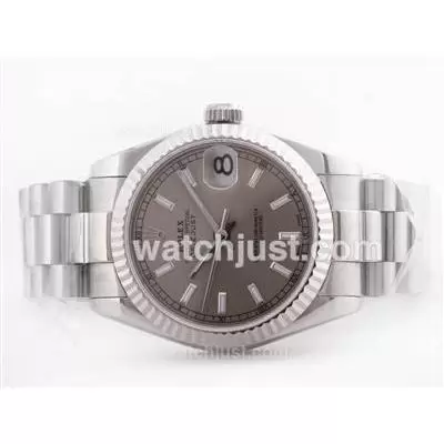 Rolex Datejust Automatic Movement Gray Dial With Stick Marking Mid Size