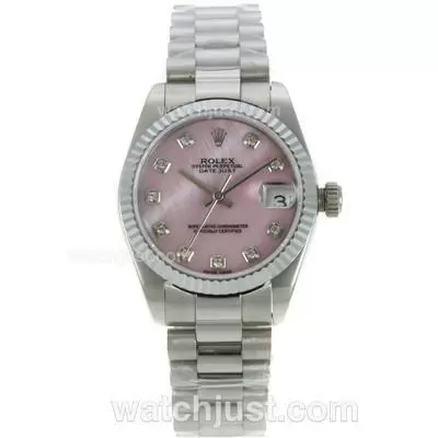 Rolex Datejust Automatic Movement Pink Mop Dial With Diamond Marking Mid Size