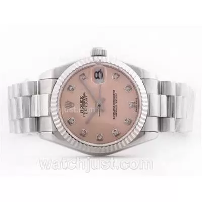 Rolex Datejust Automatic Movement Champagne Dial With Diamond Marking Mid Size