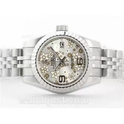 Rolex Datejust Automatic With White Floral Motif Dial 2009 New Version