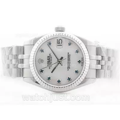 Rolex Datejust Automatic Movement White Dial With Blue Diamond Marking S/s