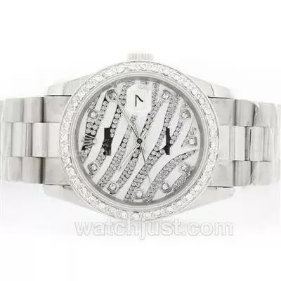 Rolex Datejust Automatic White Diamond Crested Dial With Diamond Bezel & Marking