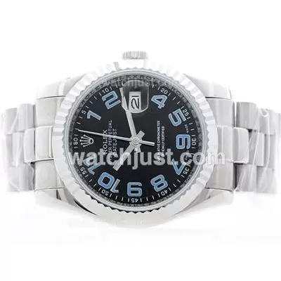 Rolex Datejust Automatic Black Dial With Blue Arabic Marking S/s