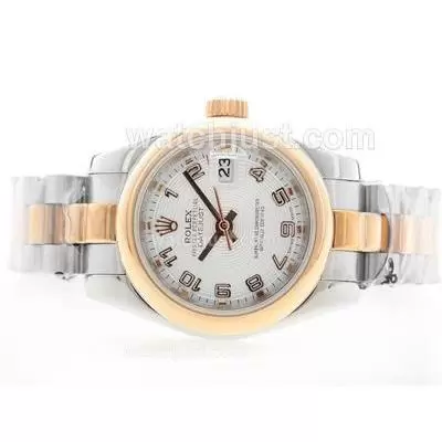 Rolex Datejust Automatic Ss/rg Two Tone With White Dial