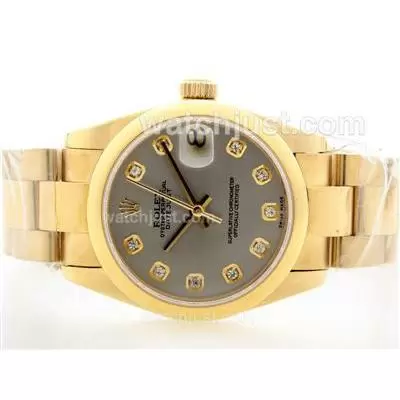 Rolex Datejust Automatic Movement Full Gold With Gray Dial Diamond Marking