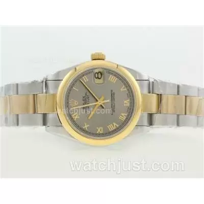 Rolex Datejust Automatic Movement Two Tone With Gray Dial Roman Marking