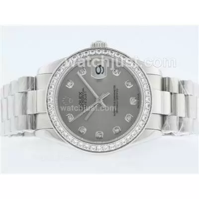 Rolex Datejust Automatic Movement Diamond Marking And Bezel With Gray Dial