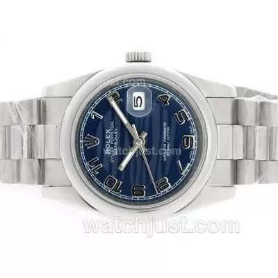 Rolex Datejust Automatic With Blue Wave Dial Number Marking