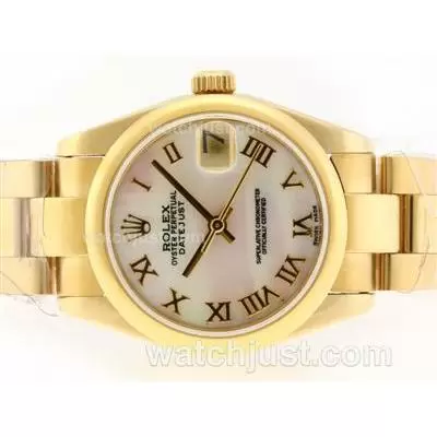 Rolex Datejust Automatic Movement Full Gold With Mop Dial Roman Marking