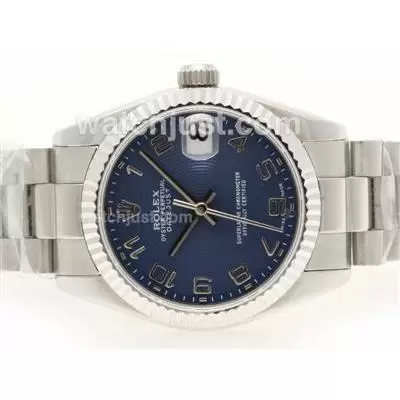 Rolex Datejust Automatic Movement Number Marking With Blue Dial