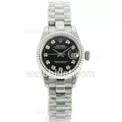 Rolex Datejust Automatic Movement Diamond Marking With Black Dial