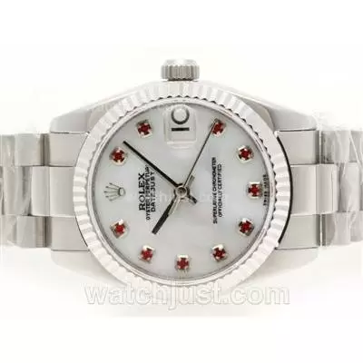 Rolex Datejust Automatic Movement Red Diamond Marking With Mop Dial