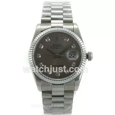 Rolex Datejust Automatic Movement Diamond Marking With Gray Dial