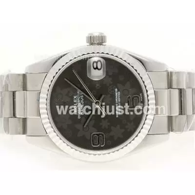 Rolex Datejust Automatic Movement With Gray Floral Motif Dial