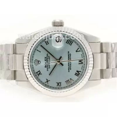 Rolex Datejust Automatic Movement Roman Marking With Light Blue Dial