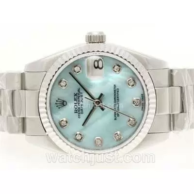 Rolex Datejust Automatic Movement Diamond Marking With Blue Mop Dial