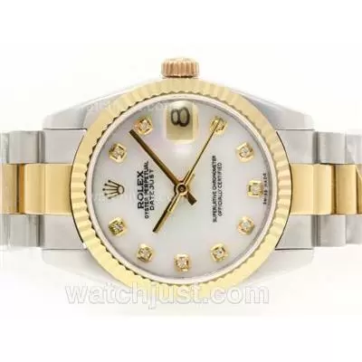 Rolex Datejust Automatic Movement Two Tone Diamond Marking With Mop Dial