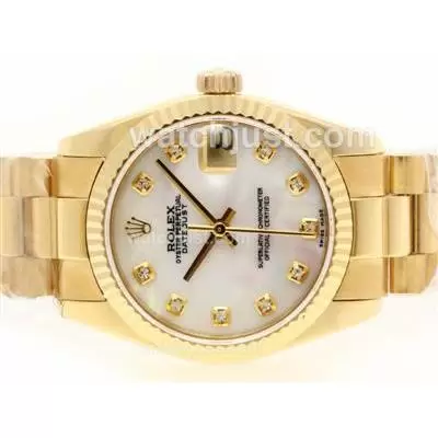 Rolex Datejust Automatic Movement Full Gold Diamond Marking With Mop Dial