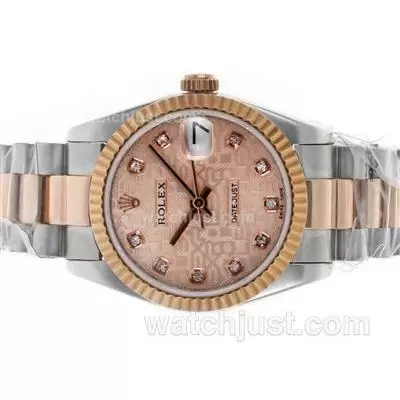 Rolex Datejust Automatic Two Tone Diamond Markers With Champagne Computer Dial Same Structure As Eta Version Mid Size