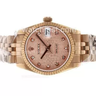 Rolex Datejust Automatic Full Rose Gold Diamond Markers With Champagne Computer Dial Same Structure As Eta Version Mid S