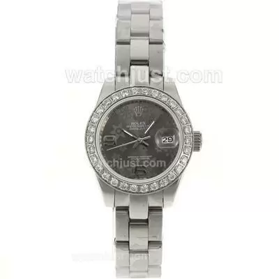 Rolex Datejust Automatic Diamond Bezel With Gray Floral Motif Dial 2009 New Version