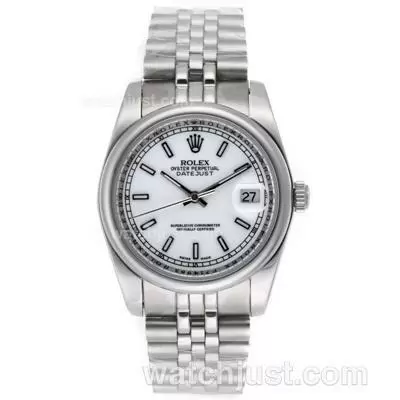 Rolex Datejust Automatic Stick Markers With White Dial S/s Sapphire Glass