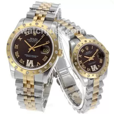 Rolex Datejust Automatic Two Tone Roman Markers With Brown Dial Sapphire Glass