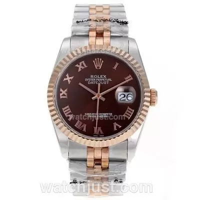 Rolex Datejust Automatic Movement Two Tone Roman Markers With Brown Dial