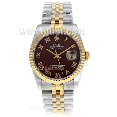 Rolex Datejust Automatic Movement Two Tone Roman Markers With Brown Dial