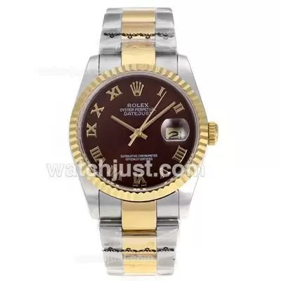 Rolex Datejust Automatic Movement Two Tone Roman Markers With Brown Dial