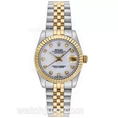 Rolex Datejust Automatic Two Tone Diamond Markers With Mop Dial Mid Size