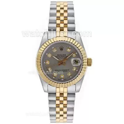 Rolex Datejust Automatic Two Tone Diamond Markers With Gray Dial Mid Size