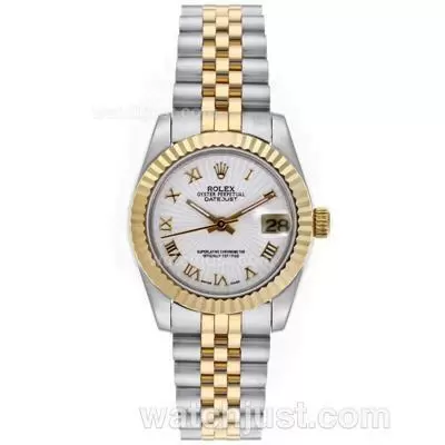 Rolex Datejust Automatic Two Tone Roman Markers With White Dial Mid Size