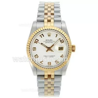 Rolex Datejust Automatic Two Tone Number Markers With White Computer Dial S/s