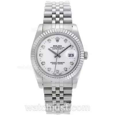 Rolex Datejust Automatic Diamond Markers With White Dial S/s Sapphire Glass