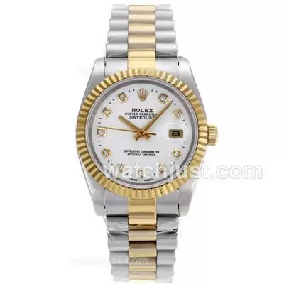 Rolex Datejust Automatic Two Tone Diamond Markers With White Dial Sapphire Glass