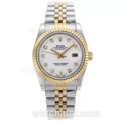 Rolex Datejust Automatic Two Tone Diamond Markers With White Dial Sapphire Glass