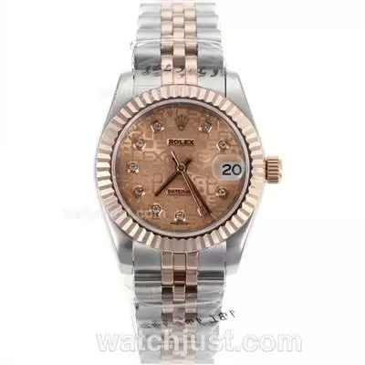 Rolex Datejust Automatic Two Tone Diamond Markers With Rose Gold Computer Dial