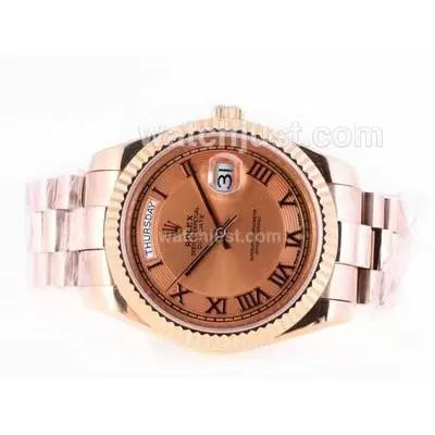 Rolex Day Date Ii Automatic Movement Full Rose Gold With Champagne Dial 41mm New Version