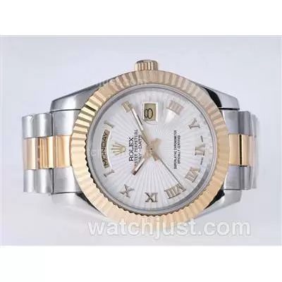 Rolex Day Date Ii Automatic Two Tone Roman Marking With White Dial 41mm New Version